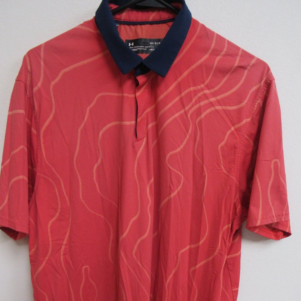 Under Armour Men's LG/G Loose HeatGear Polo Shirt‎ Red Coral Blue Activewear Top